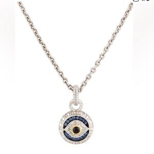 Judith Ripka Evil Eye Sterling Silver & 18K Yellow Gold Chain Necklace w Pouch